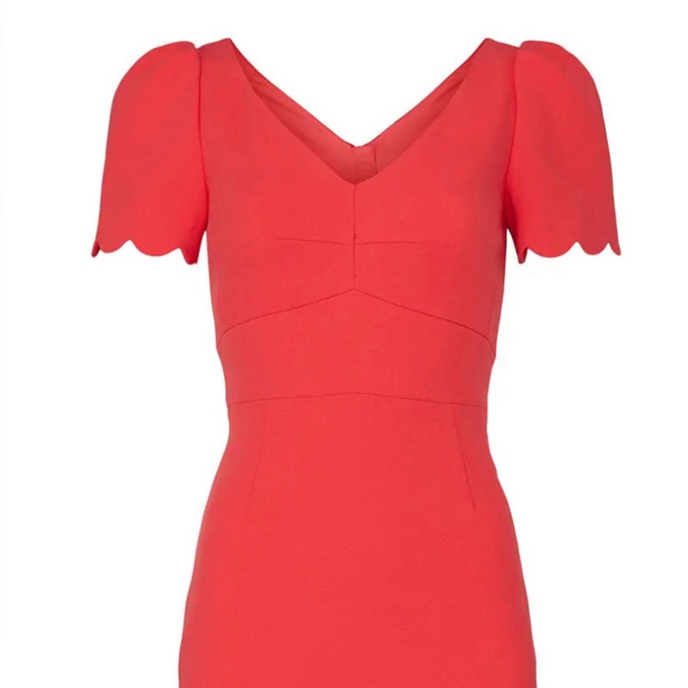 LK Bennett Red Scalloped Enid Midi Dress size 12 worn1x - Picture 4 of 7